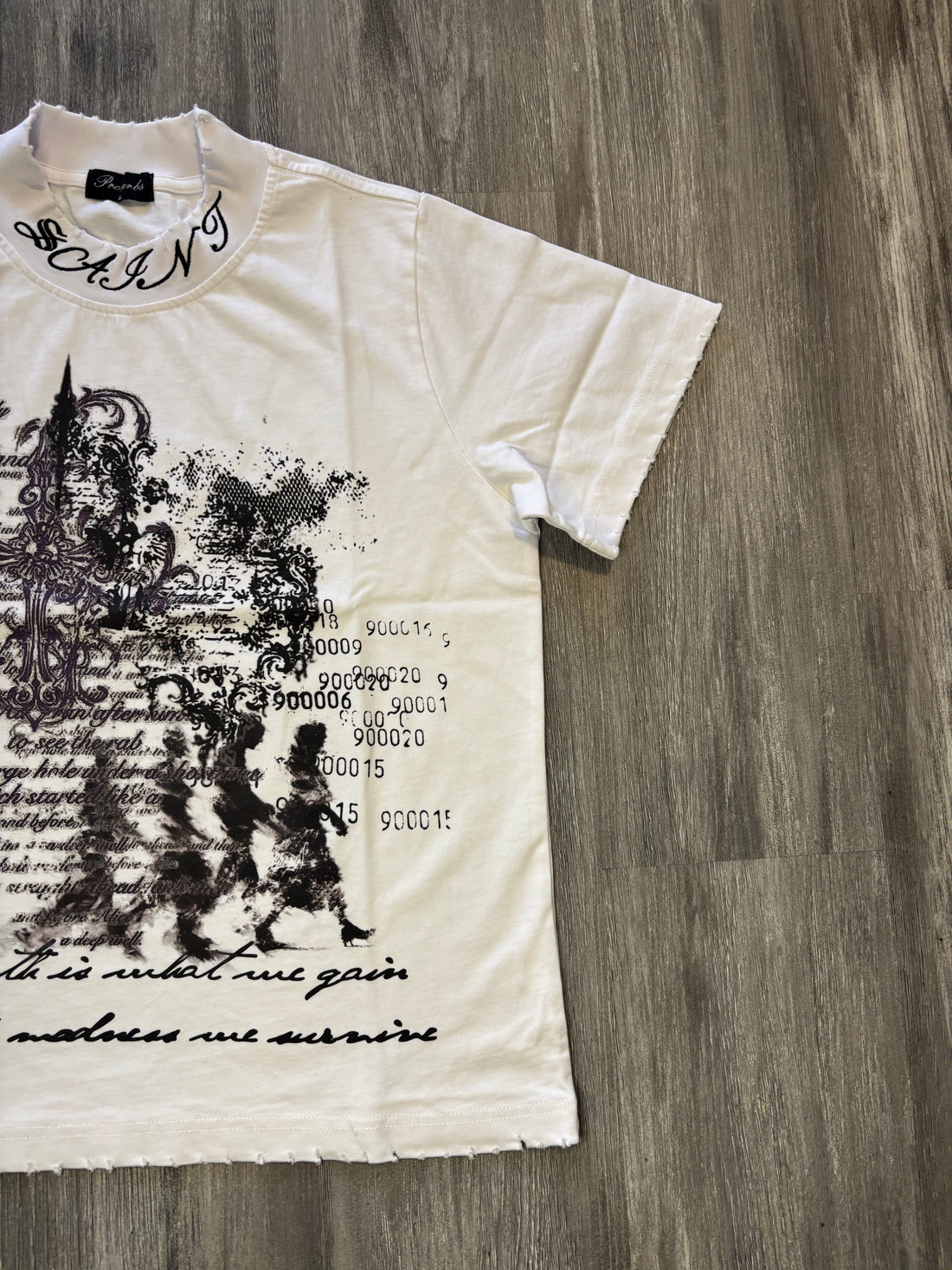 “SAINT” distressed tee